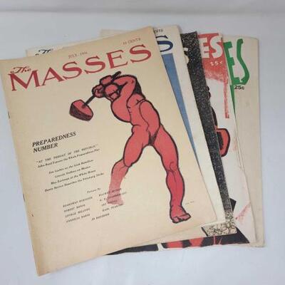 #2908 â€¢ (5) Vintage The Masses Magazine Issues from July 1916 - June 1926