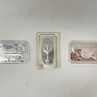 3 Vintage 1oz Silver Bar