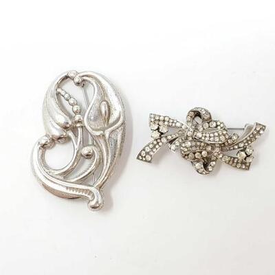 #914 â€¢ 2 Sterling Silver Pins 35.8g: Weighs Approx 35.8g
