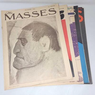 #2910 â€¢ (5) Vintage The Masses Magazine Issues from January 1915 - November 1916