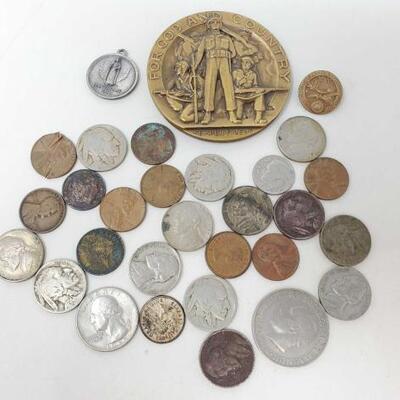 #1382 â€¢ American Legion School Award Medallion And Pin, Serra International Vocational Pendant And More. Includes 1965 Washington...
