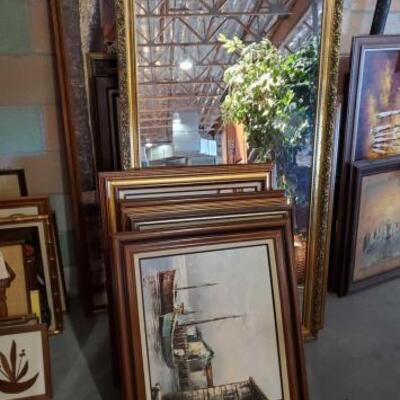 #6532 â€¢ 11 Framed Artwork And Large Mirror