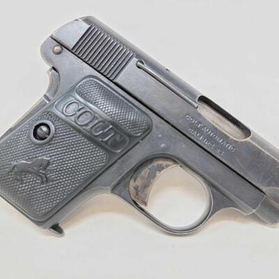 #240 â€¢ Colt 1908 25 Semi-Auto Pistol: Serial Number: 214501 Barrel Length: 2". 