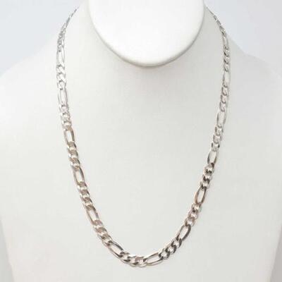 #928 â€¢ Figaro Sterling Silver Chain 19.3g . Weighs Approx 19.3g, Measures Approx 19". 