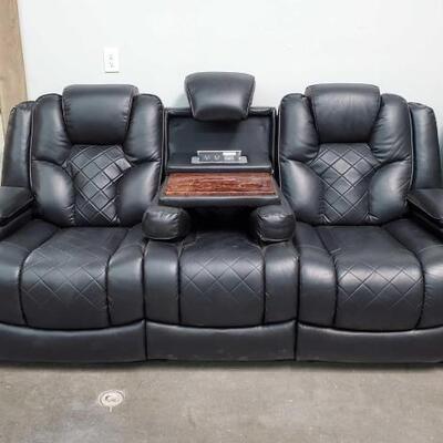 #2800 â€¢ Black Leather Couch Black Leather Couch Couch Measurements: Height: 42" Length: 87.5" Width: 36" Love Seat...