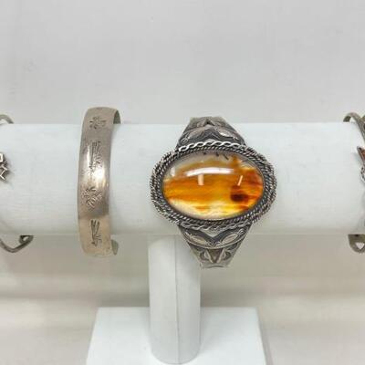 #938 â€¢ Native American Sterling Silver Cuffs, 101.4g. Weighs Approx 101.4g Approx Width 2.5".