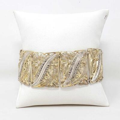 #904 â€¢ Vintage Sterling Silver Bracelet, 37.5g. Weighs Approx 37.5g, Approximately 7.5"L x 1" W. 