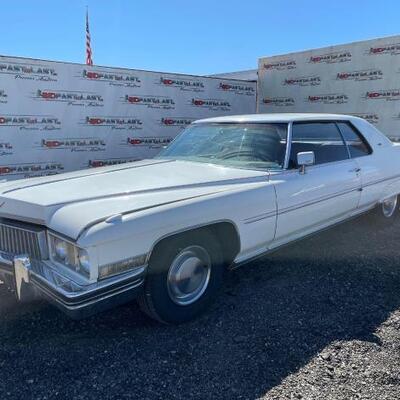 #80 â€¢ 1973 Cadillac Coupe Deville VIN: 6D47R3Q159431
License Plate No: 590 GVO
Mileage On Odometer 58014

DMV Registration: $453
Doc...