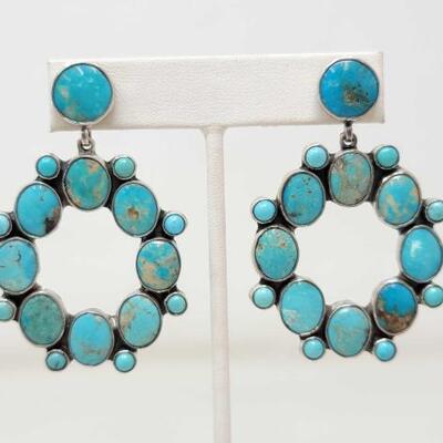 #652 â€¢ Stunning Turquoise Stone Earrings- 26.2g: 
Weighs Approx 26.2g. 