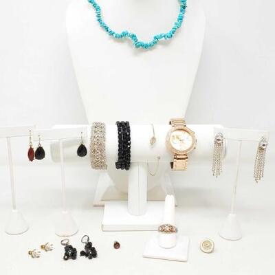 #1100 â€¢ Costume Jewelry: Includes Bracelets, Earrings, Beaded Necklaces, Ring Size 10.5. 