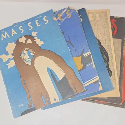 #2900 â€¢ (6) Vintage The Masses Magazine Issues from December 1916 - May 1917