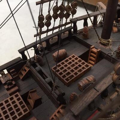 Vintage "Navio Espanol" 1700s Spanish Frigate Naval Wood Model Ship 