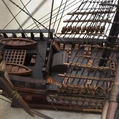 Vintage "Navio Espanol" 1700s Spanish Frigate Naval Wood Model Ship 