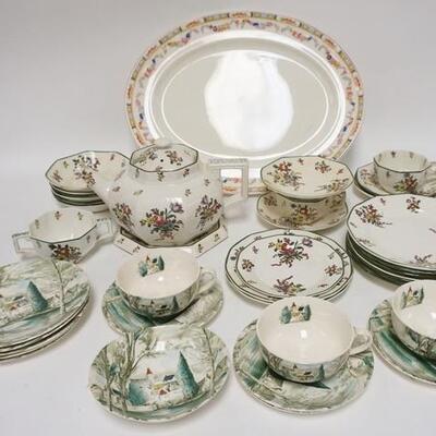 1278	CHINA LOT W/JOHNSON BROS DREAM TOWN, ROYAL DOULTON OLD LEADS SPRAYS & JOHNSON BROS PAREEK 16 IN PLATTER, SOME DAMAGE &...