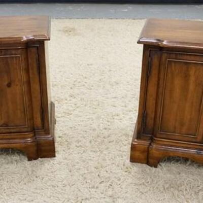 1200	PAIR OF HERITAGE 2 DOOR SIDE TABLES, 24 IN X 16 1/4 IN, 22 IN H 
