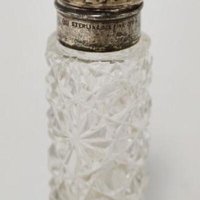 1136	CUT PERFUME W/STERLING SILVER TOP, NO STOPPER, 3 1/2 IN
