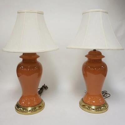 1238	PAIR OF URN FORM CERAMIC LAMPS 26 IN H 
