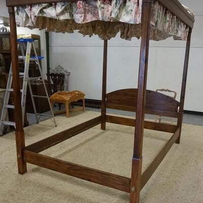 1220	CANOPY BED W/ FABRIC COVER, 63 1/4 IN W, 87 IN L, 83 IN H 
