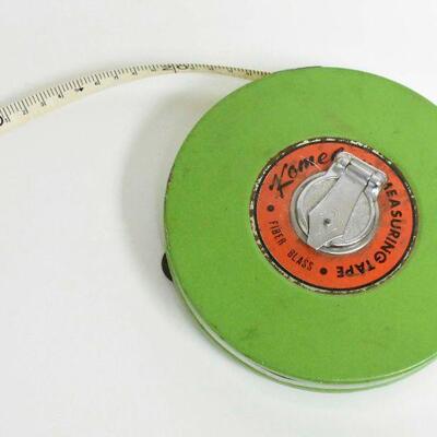Vtg Green Komelon 100 FT Fiber Glass Tape Measure