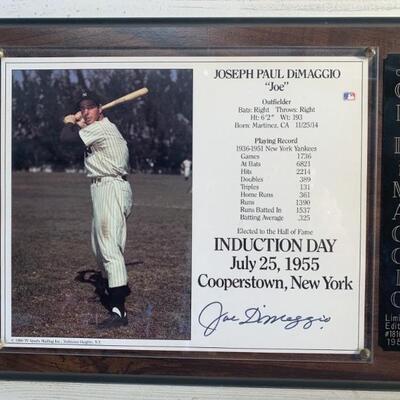 Framed Photo & Document Signed by Joe DiMaggio
