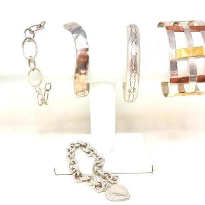 #2264 â€¢ (5) Sterling Silver Fashion Cuffs/Bracelets, 141.6g