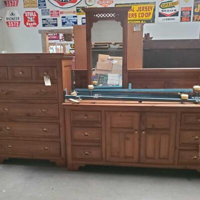 #2874 â€¢ Bedroom Furniture Set Includes Dresser, Dresser with Mirror and Bed Frame and Headboard Dresser Measures Approx:...