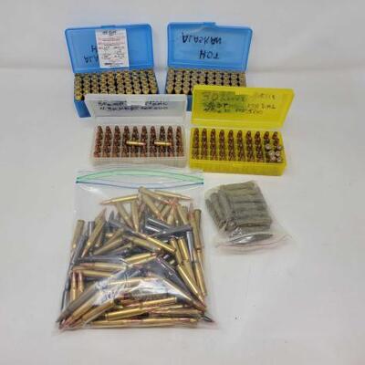 #1580 â€¢ Assortment of AmmoIncludes 97 Rounds of Colt 45, 102 Rounds of 30 Luger, Approx 110 Rounds of 223 and 30 Rounds of 7.62Ã—39#