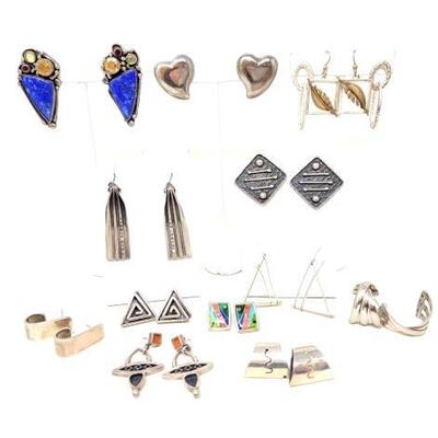 #2270 â€¢ (13) Pairs of Unique Sterling Silver Earrings, 151.4g