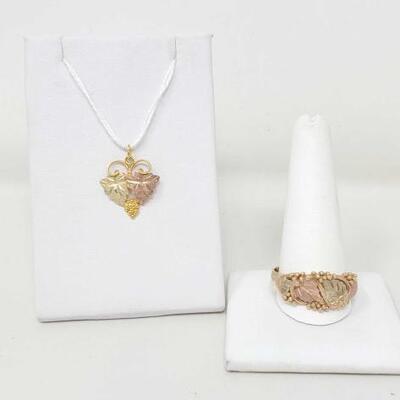#2164 â€¢ 10k Black Hills Gold Ring and Pendant, 7.4g: Weighs Approx: 7.4g Ring Size: 15.