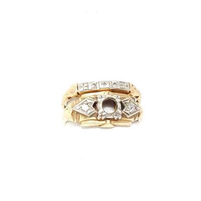 #2046 â€¢ (2) 14k Gold Dainty Rings with Diamonds, 2.4g