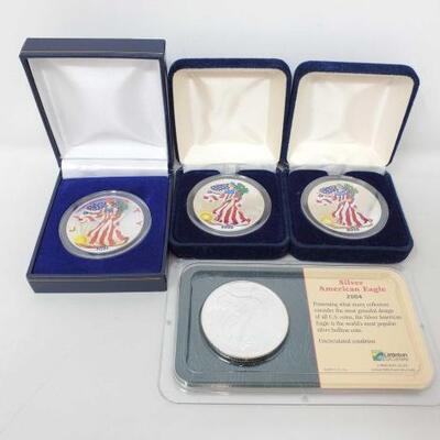 #2460 â€¢ (4) Silver American Eagle Dollars, 4oz