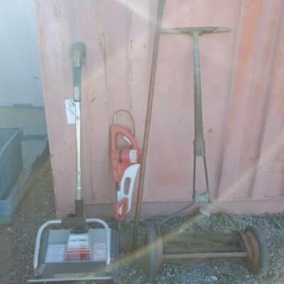 #10010 â€¢ Snow Plow, Manual Mower, 58" Iron Bar and Hedge Trimmer