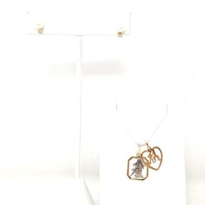 #2064 â€¢ 14k Gold Earrings and Pendants with Diamonds, 2.7g
