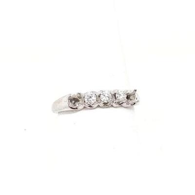 #2044 â€¢ 14k White Gold Engraved Ring with Diamonds, 3g