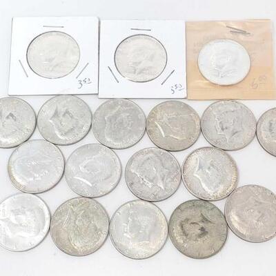 #2600 â€¢ (18) Kennedy Half Dollars: Years Range:1776-1976. 