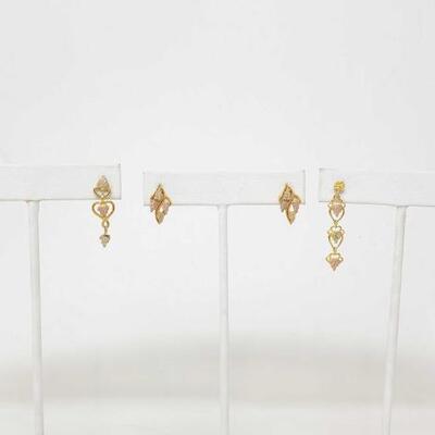 #2166 â€¢ (3) Pairs of 10k Black Hills Gold Fashion Earrings, 6.5g