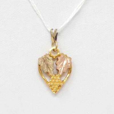 #2070 â€¢ 10k Black Hills Heart Pendant and 14k Chain, 3.1g