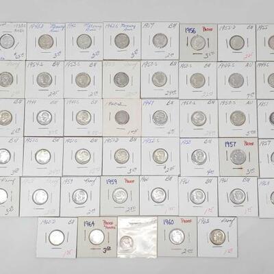 #2590 â€¢ (40) Roosevelt and (5) Mercury Pre 1964 Dimes
