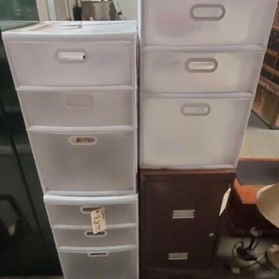 #2070 â€¢ (3) Storage Organizers and Filing Cabinet: Measures Approx: 15"Ã—18"Ã—29".