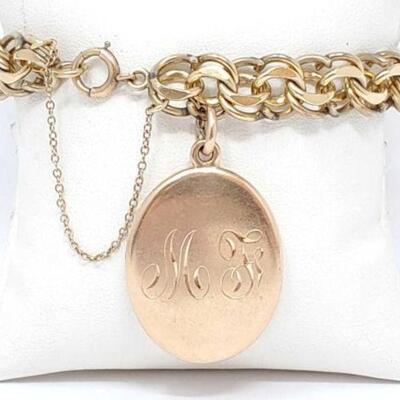 #1248 â€¢ 12kGF Gold Bracelet With 14k Gold Locket, 28.7g
