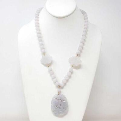 #1272 â€¢ Lavender Jade Necklace With 14k Gold Clasps Accessories, 113.3g