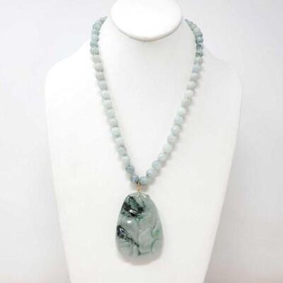 #1274 â€¢ Jade Necklace With 14k Gold Clasp, 113.9g