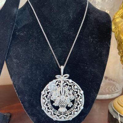 Cubic Zirconia (CZ) Silver Rhodium Necklace