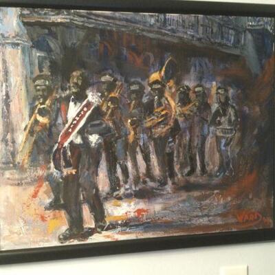 Charles Ward large signed original painting "New Orleans Funeral March"