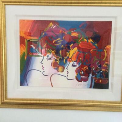 Peter Max "Mondrian Ladies" signed serigraph # 124/350 w/ COA; image measures 20"h X 27"w, larger in frame