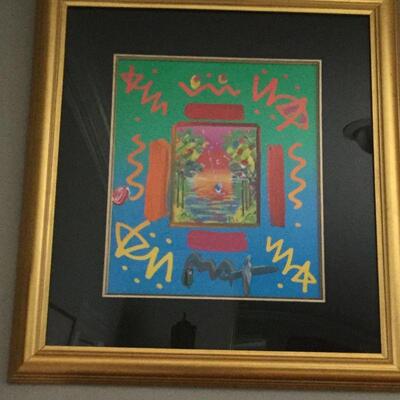 Peter Max "Better World Collage 1" signed mixed media w/ acrylic & collage w/ COA; image measures 14"h x 12"w,...