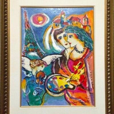 Zamy Steynovitz "Artists Palette" embellished signed serigraph AP # 1/25 w/ COA, measures 21"w X 28"h unframed,...
