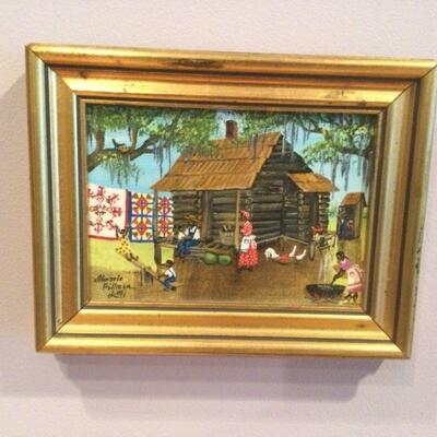Almarie Pittman Little "Down Home Washday" signed original painting; measures 7"w X 5"h