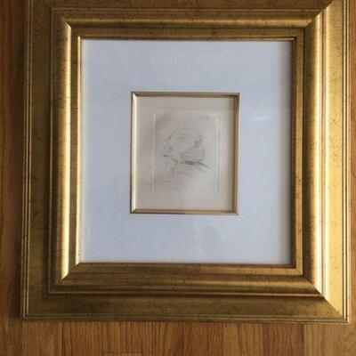Pierre-Auguste Renoir "Portrait of Berthe Morisot" 1892 etching, from a posthumous edition; image measures 4 1/2"h X 3...
