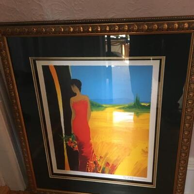 Emile Bellet "Lady In Red Dress" signed & numbered EA # 72/110